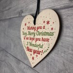 Merry Christmas New Year Handmade Wood Heart Friendship Family