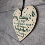 Daddy Wood Heart Fathers Day New Daddy Dad To Be Gift Baby Gift