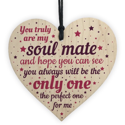 Soulmate Gifts Wooden Heart Anniversary Valentines Day Gift