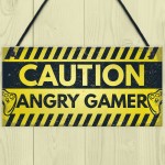Caution Angry Gamer Door Sign Gamer Gifts Gamer Accessories 