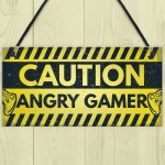 Caution Angry Gamer Door Sign Gamer Gifts Gamer Accessories 