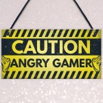 Caution Angry Gamer Door Sign Gamer Gifts Gamer Accessories 