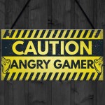 Caution Angry Gamer Door Sign Gamer Gifts Gamer Accessories 