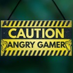 Caution Angry Gamer Door Sign Gamer Gifts Gamer Accessories 