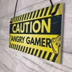 Caution Angry Gamer Door Sign Gamer Gifts Gamer Accessories 