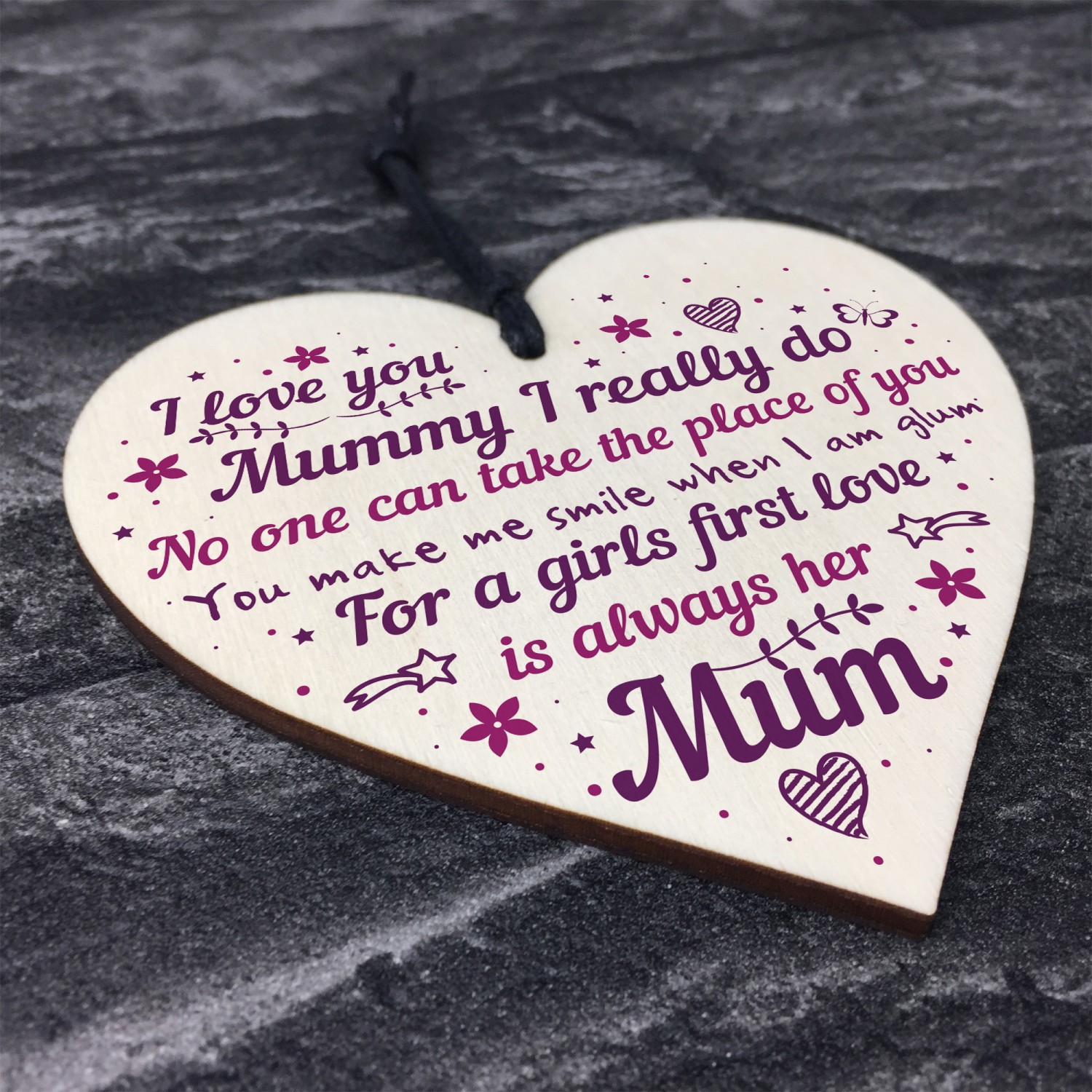 Mothers Day Gifts from Son Daughter Wooden Plaque Heart Sign Novelty for Mum Mom 