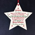 CHRISTMAS BAUBLE Wooden Star Memorial Plaque For Mum Dad