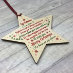 CHRISTMAS BAUBLE Wooden Star Memorial Plaque For Mum Dad