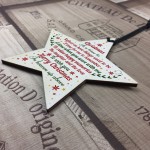 CHRISTMAS BAUBLE Wooden Star Memorial Plaque For Mum Dad