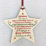 CHRISTMAS BAUBLE Wooden Star Memorial Plaque For Mum Dad