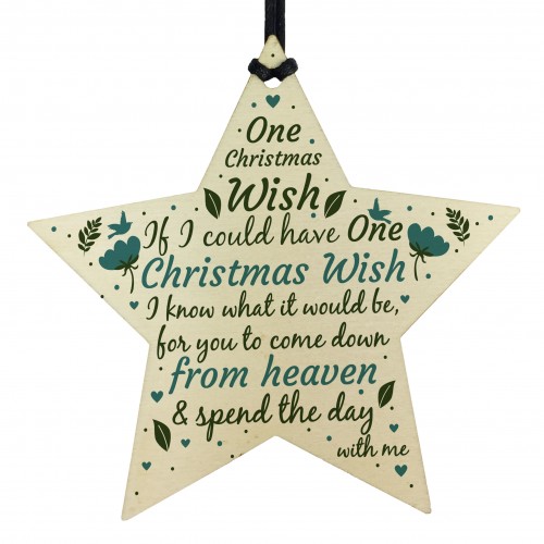 Christmas Wish Memorial Tree Bauble Decorations Wooden Star