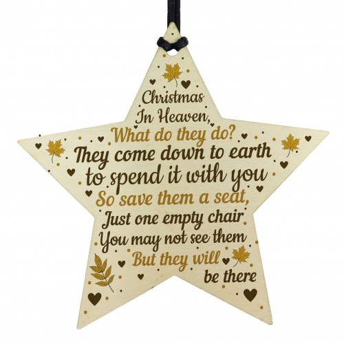 Christmas Memorial Bauble Wood STAR Tree Decoration Plaque