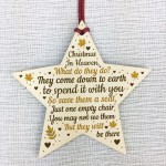 Christmas Memorial Bauble Wood STAR Tree Decoration Plaque