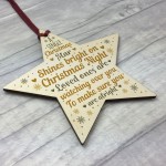 Handmade Wooden Star Christmas Memorial Tree Decoration Bauble