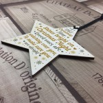 Handmade Wooden Star Christmas Memorial Tree Decoration Bauble