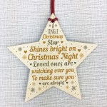 Handmade Wooden Star Christmas Memorial Tree Decoration Bauble