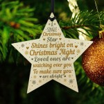 Handmade Wooden Star Christmas Memorial Tree Decoration Bauble