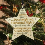 Handmade Wooden Star Christmas Memorial Tree Decoration Bauble