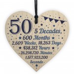 50th Birthday Christmas Gift For Dad Hanging Wooden Heart Plaque