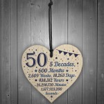 50th Birthday Christmas Gift For Dad Hanging Wooden Heart Plaque