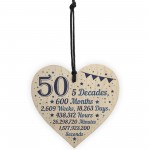 50th Birthday Christmas Gift For Dad Hanging Wooden Heart Plaque