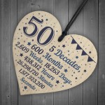 50th Birthday Christmas Gift For Dad Hanging Wooden Heart Plaque