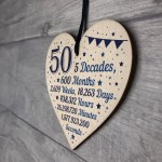 50th Birthday Christmas Gift For Dad Hanging Wooden Heart Plaque