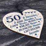 50th Birthday Christmas Gift For Dad Hanging Wooden Heart Plaque