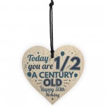 Novelty 50th Birthday Gift For Men Women Hanging Wooden Heart