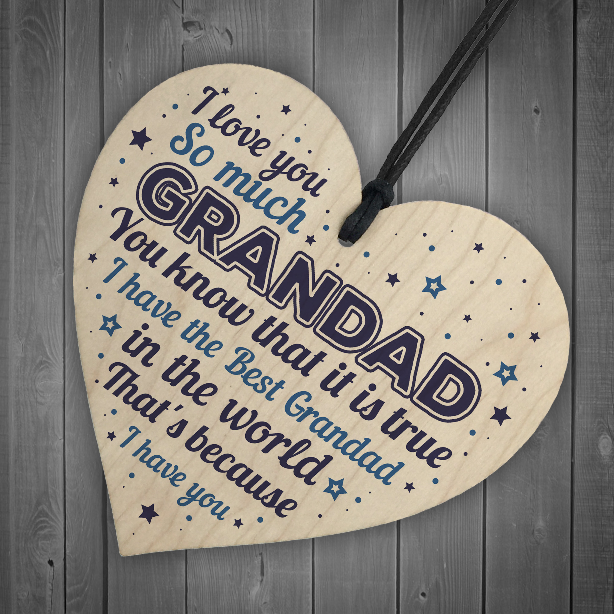 Birthday Christmas Gift For Grandad Handmade Wooden Heart Sign