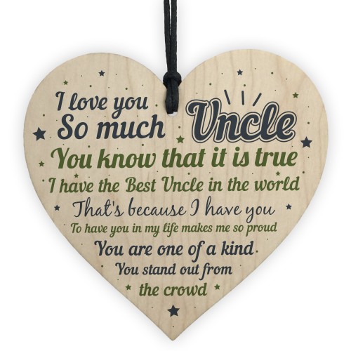 Uncle Gifts For Birthday Christmas Wooden Heart Plaque Gifts