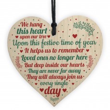 Wood Heart Christmas Tree Memorial Decoration For Mum Nan Dad