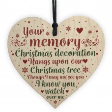 Mum Dad Nan Memorial Wooden Heart CHRISTMAS Tree Ornament 