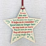 Christmas Memorial Bauble Tree Decorations Handmade Wooden Star