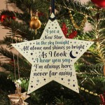 Christmas Memorial Tree Decoration Hanging Wood Star Ornament