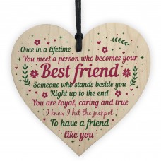Best Friend Birthday Gifts Thank You Wooden Hanging Heart Plaque