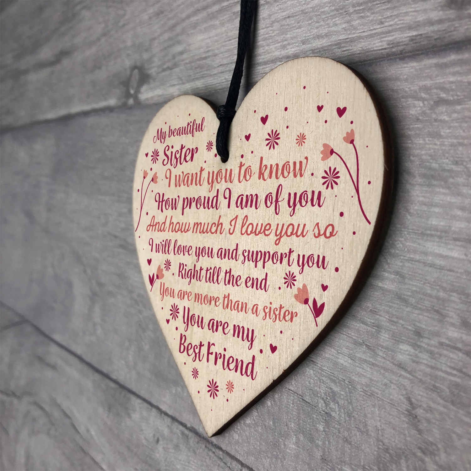 Sister Birthday Card Gift Wood Heart Sister Gifts For Christmas Best Friend  Sign