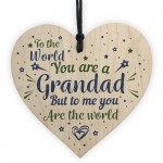 Grandad Ornament Keepsake Wooden Heart Birthday Christmas Card 