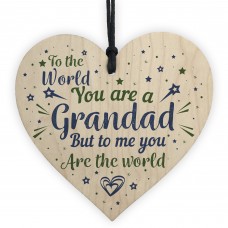 Grandad Ornament Keepsake Wooden Heart Birthday Christmas Card 