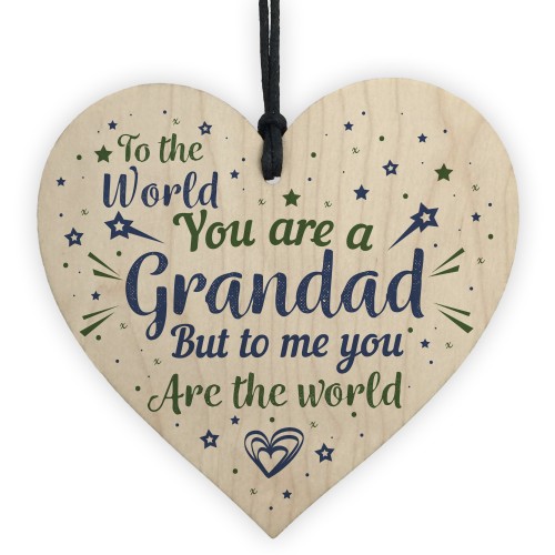 Grandad Ornament Keepsake Wooden Heart Birthday Christmas Card 