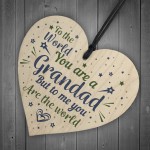 Grandad Ornament Keepsake Wooden Heart Birthday Christmas Card 