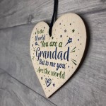 Grandad Ornament Keepsake Wooden Heart Birthday Christmas Card 