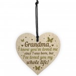 Grandma Birthday Christmas Card Gift Wooden Heart Keepsake