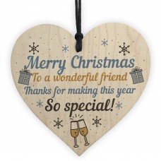 Christmas Friendship Friend Thank You Gift Wooden Heart Bauble