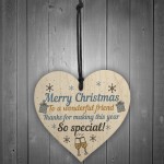 Christmas Friendship Friend Thank You Gift Wooden Heart Bauble