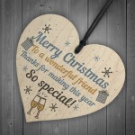 Christmas Friendship Friend Thank You Gift Wooden Heart Bauble