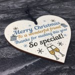 Christmas Friendship Friend Thank You Gift Wooden Heart Bauble