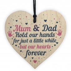 Mum And Dad Ornament Gift From Daughter Son Wooden Heart