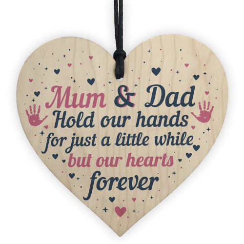 Mum And Dad Ornament Gift From Daughter Son Wooden Heart