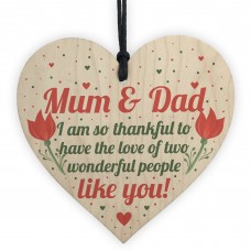 Mum And Dad Joint Gifts Wood Heart Birthday Christmas Thank You 